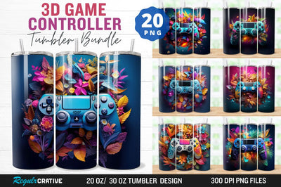 3D Game Controller Tumbler Wrap Bundle Sublimation Regulrcrative 