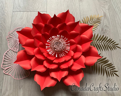 3D Giant Paper Flower Template 84 + leaf SVG CanadaCraftsStudio 