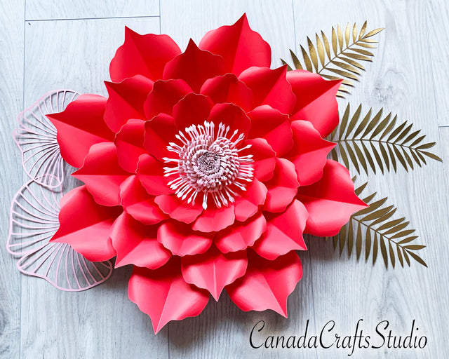 3D Giant Paper Flower Template 84 + leaf SVG CanadaCraftsStudio 