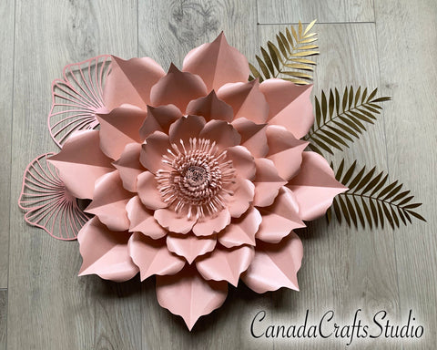 3D Giant Paper Flower Template 84 + leaf SVG CanadaCraftsStudio 