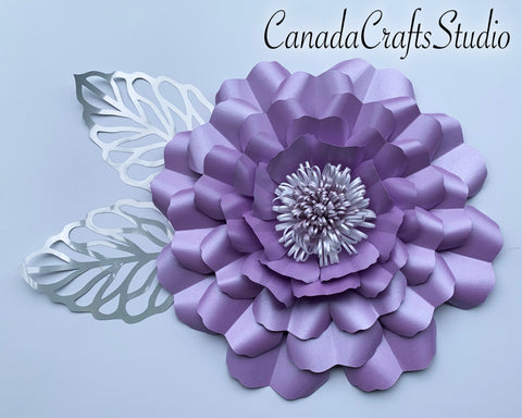 3d Giant Paper Flower Template #88 + Leaf SVG CanadaCraftsStudio 