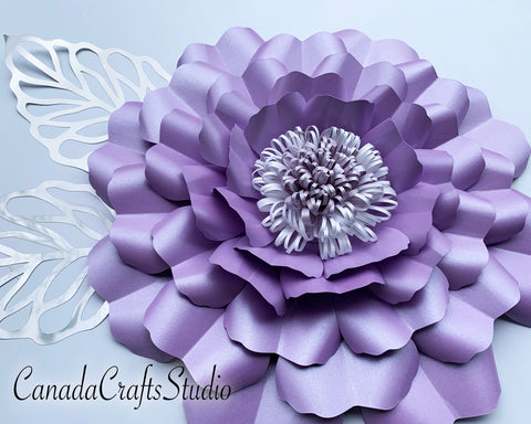 3d Giant Paper Flower Template #88 + Leaf SVG CanadaCraftsStudio 