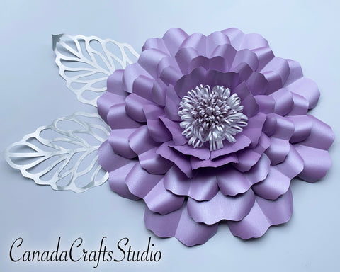 3d Giant Paper Flower Template #88 + Leaf SVG CanadaCraftsStudio 