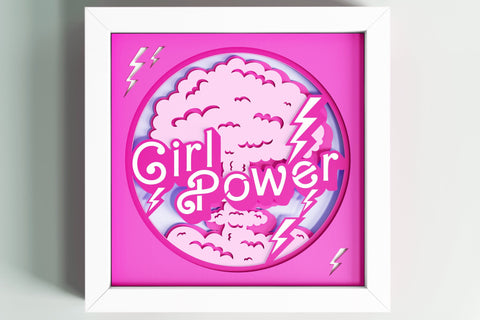 3d Girl Power svg - Shadow box svg, Pink svg, 3d svg, Girl shadow box svg, lightbox svg, layered svg SVG CutLeafSvg 
