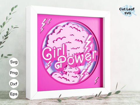 3d Girl Power svg - Shadow box svg, Pink svg, 3d svg, Girl shadow box svg, lightbox svg, layered svg SVG CutLeafSvg 