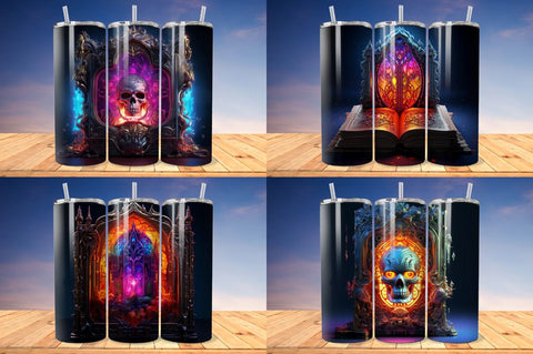 3D Gothic Book Tumbler Wrap Bundle Sublimation Regulrcrative 