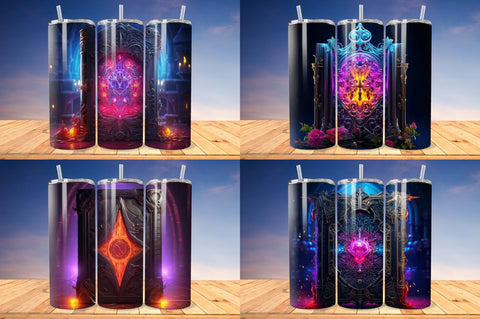 3D Gothic Book Tumbler Wrap Bundle Sublimation Regulrcrative 