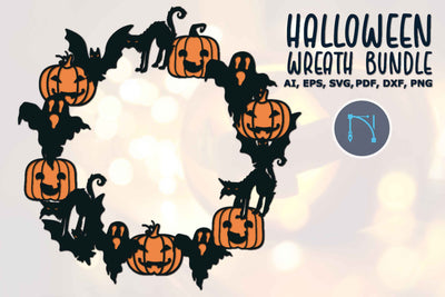 3D Halloween Bat Ghost Pumpkin Wreath SVG SVG MD JOYNAL ABDIN 