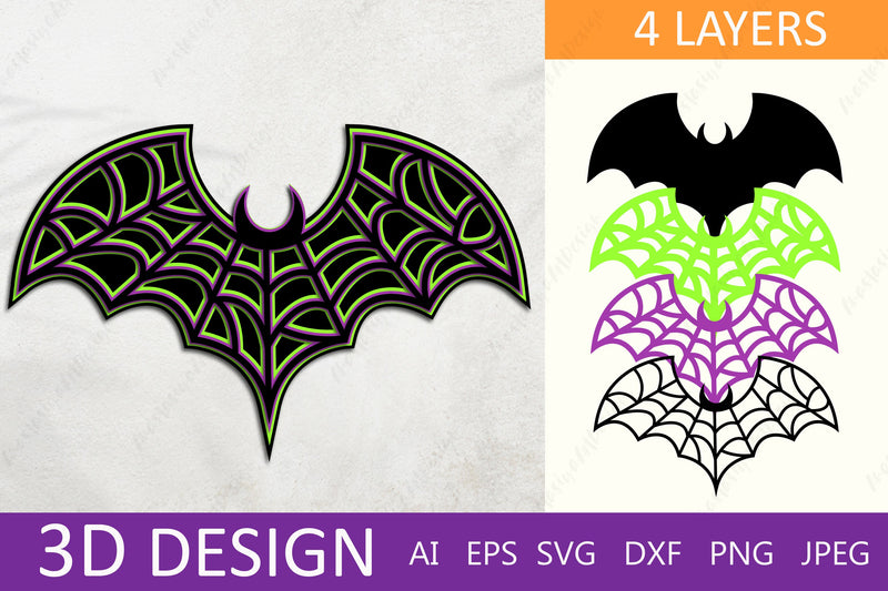 3d halloween bat svg, Spooky layered papercut, Halloween decor svg 3D Paper AnastasiyaArtDesign 
