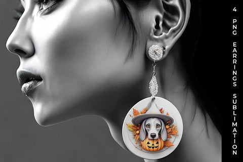 3D Halloween Beagle Dog Earrings Sublimation PNG Bundle Free For Commercial Use Sublimation Sintegra 