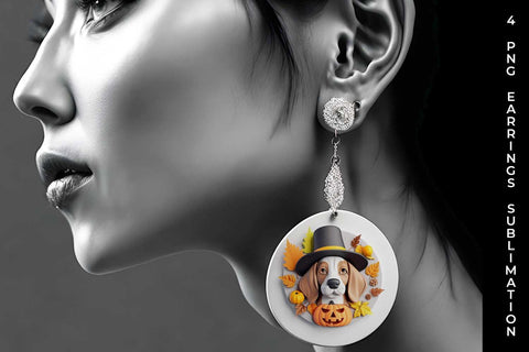 3D Halloween Beagle Dog Earrings Sublimation PNG Bundle Free For Commercial Use Sublimation Sintegra 