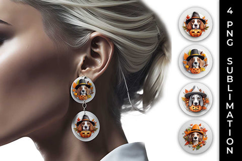 3D Halloween Beagle Dog Earrings Sublimation PNG Bundle Free For Commercial Use Sublimation Sintegra 