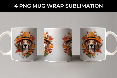 3D Halloween Beagle Dog Mug Wrap Sublimation PNG Bundle Free For Commercial Use Sublimation Sintegra 