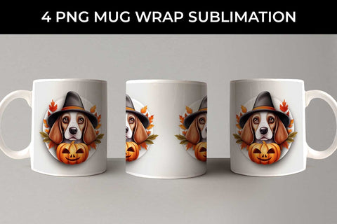 3D Halloween Beagle Dog Mug Wrap Sublimation PNG Bundle Free For Commercial Use Sublimation Sintegra 