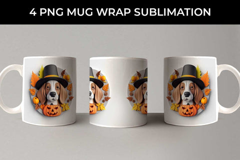3D Halloween Beagle Dog Mug Wrap Sublimation PNG Bundle Free For Commercial Use Sublimation Sintegra 
