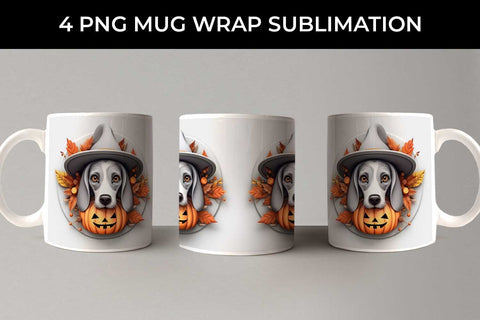 3D Halloween Beagle Dog Mug Wrap Sublimation PNG Bundle Free For Commercial Use Sublimation Sintegra 