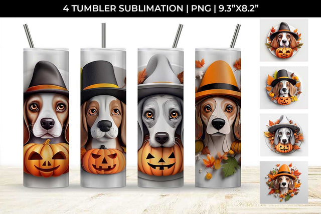 3D Halloween Beagle Dog Tumbler Wrap 20 oz Sublimation PNG Bundle Free For Commercial Use Sublimation Sintegra 