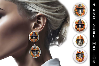 3D Halloween Bernese Mountain Dog Earrings Sublimation PNG Bundle Free For Commercial Use Sublimation Sintegra 