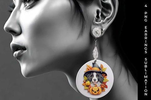 3D Halloween Bernese Mountain Dog Earrings Sublimation PNG Bundle Free For Commercial Use Sublimation Sintegra 