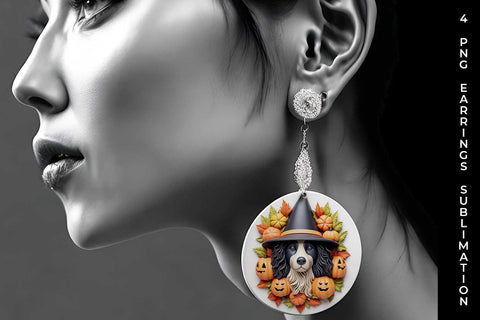 3D Halloween Bernese Mountain Dog Earrings Sublimation PNG Bundle Free For Commercial Use Sublimation Sintegra 