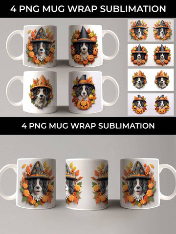 3D Halloween Bernese Mountain Dog Mug Wrap Sublimation PNG Bundle Free For Commercial Use Sublimation Sintegra 