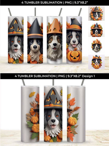 3D Halloween Bernese Mountain Dog Tumbler Wrap 20 oz Sublimation PNG Bundle Free For Commercial Use Sublimation Sintegra 