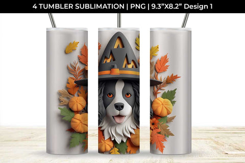 3D Halloween Bernese Mountain Dog Tumbler Wrap 20 oz Sublimation PNG Bundle Free For Commercial Use Sublimation Sintegra 
