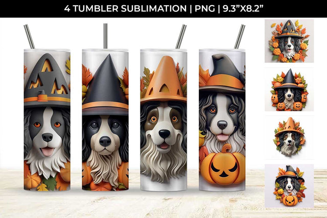 3D Halloween Bernese Mountain Dog Tumbler Wrap 20 oz Sublimation PNG Bundle Free For Commercial Use Sublimation Sintegra 