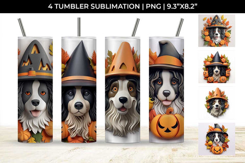 3D Halloween Bernese Mountain Dog Tumbler Wrap 20 oz Sublimation PNG Bundle Free For Commercial Use Sublimation Sintegra 