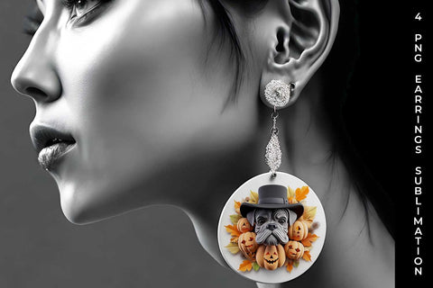 3D Halloween Boxer Dog Earrings Sublimation PNG Bundle Free For Commercial Use Sublimation Sintegra 