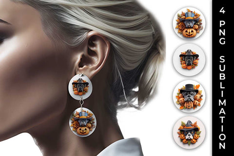 3D Halloween Boxer Dog Earrings Sublimation PNG Bundle Free For Commercial Use Sublimation Sintegra 