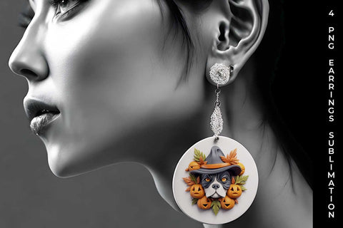 3D Halloween Boxer Dog Earrings Sublimation PNG Bundle Free For Commercial Use Sublimation Sintegra 