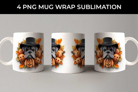 3D Halloween Boxer Dog Mug Wrap Sublimation PNG Bundle Free For Commercial Use Sublimation Sintegra 
