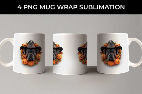 3D Halloween Boxer Dog Mug Wrap Sublimation PNG Bundle Free For Commercial Use Sublimation Sintegra 
