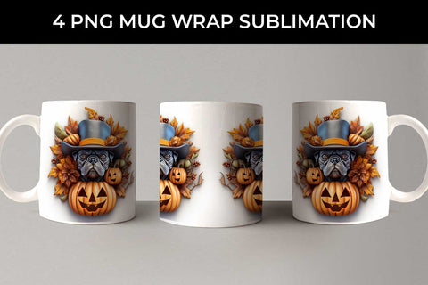 3D Halloween Boxer Dog Mug Wrap Sublimation PNG Bundle Free For Commercial Use Sublimation Sintegra 
