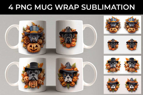 3D Halloween Boxer Dog Mug Wrap Sublimation PNG Bundle Free For Commercial Use Sublimation Sintegra 