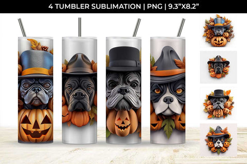 3D Halloween Boxer Dog Tumbler Wrap 20 oz Sublimation PNG Bundle Free For Commercial Use Sublimation Sintegra 