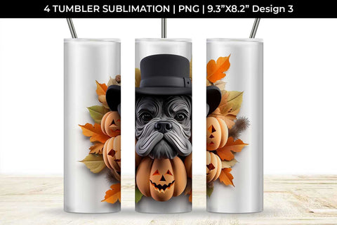 3D Halloween Boxer Dog Tumbler Wrap 20 oz Sublimation PNG Bundle Free For Commercial Use Sublimation Sintegra 