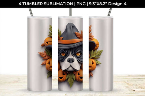 3D Halloween Boxer Dog Tumbler Wrap 20 oz Sublimation PNG Bundle Free For Commercial Use Sublimation Sintegra 
