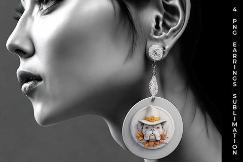 3D Halloween Bulldog Dog Earrings Sublimation PNG Bundle Free For Commercial Use Sublimation Sintegra 