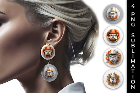 3D Halloween Bulldog Dog Earrings Sublimation PNG Bundle Free For Commercial Use Sublimation Sintegra 