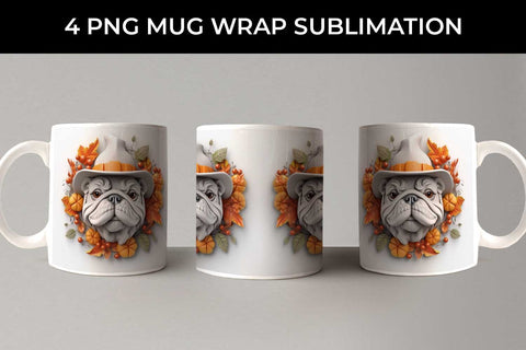 3D Halloween Bulldog Dog Mug Wrap Sublimation PNG Bundle Free For Commercial Use Sublimation Sintegra 