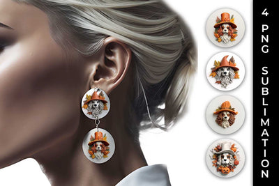 3D Halloween Cavalier King Dog Earrings Sublimation PNG Bundle Free For Commercial Use Sublimation Sintegra 