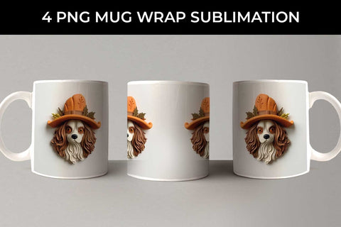 3D Halloween Cavalier King Dog Mug Wrap Sublimation PNG Bundle Free For Commercial Use Sublimation Sintegra 