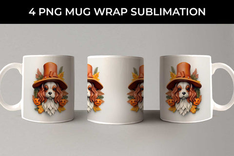 3D Halloween Cavalier King Dog Mug Wrap Sublimation PNG Bundle Free For Commercial Use Sublimation Sintegra 