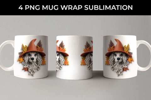3D Halloween Cavalier King Dog Mug Wrap Sublimation PNG Bundle Free For Commercial Use Sublimation Sintegra 