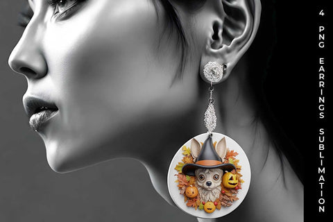 3D Halloween Chihuahua Dog Earrings Sublimation PNG Bundle Free For Commercial Use Sublimation Sintegra 