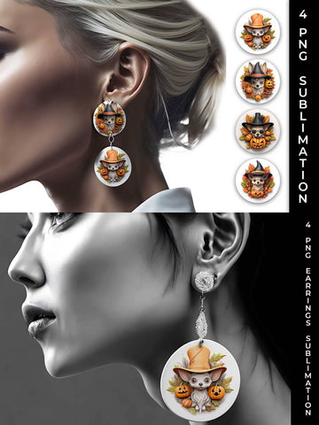 3D Halloween Chihuahua Dog Earrings Sublimation PNG Bundle Free For Commercial Use Sublimation Sintegra 