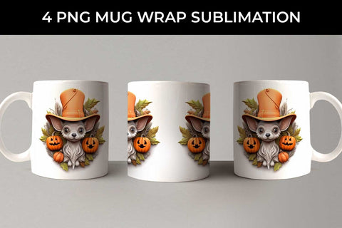 3D Halloween Chihuahua Dog Mug Wrap Sublimation PNG Bundle Free For Commercial Use Sublimation Sintegra 