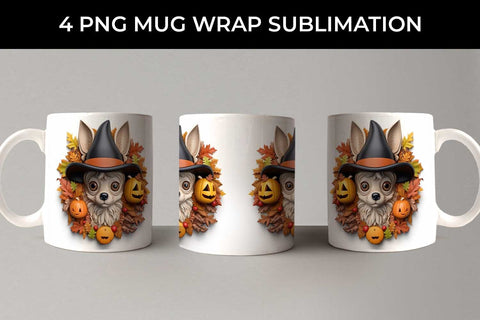 3D Halloween Chihuahua Dog Mug Wrap Sublimation PNG Bundle Free For Commercial Use Sublimation Sintegra 